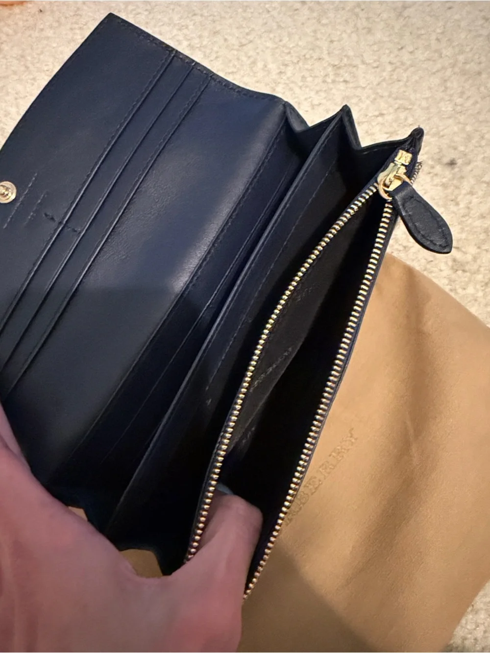 Burberry Navy Leather & Vintage Continental Wallet